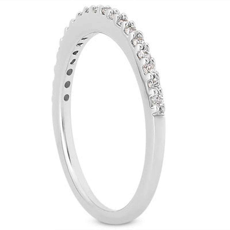 14K White Gold Slim Profile Diamond Micro Prong Diamond Wedding Ring Band