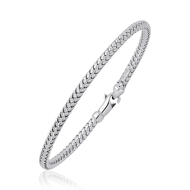 Fancy Weave Bangle in 14K White Gold (3.0mm)