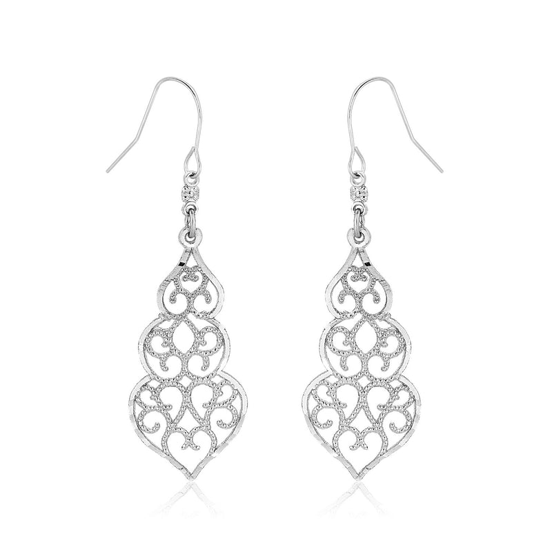 10K White Gold Fancy Drop Earrings