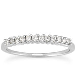 14K White Gold Raised Shared Prong Diamond Wedding Ring Band