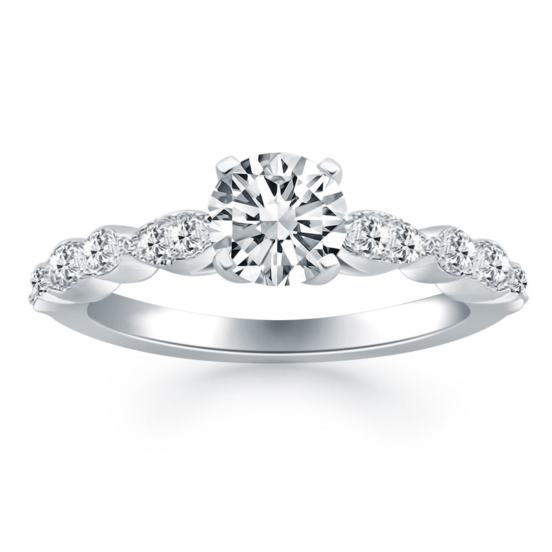 14K White Gold Fancy Shaped Diamond Engagement Ring