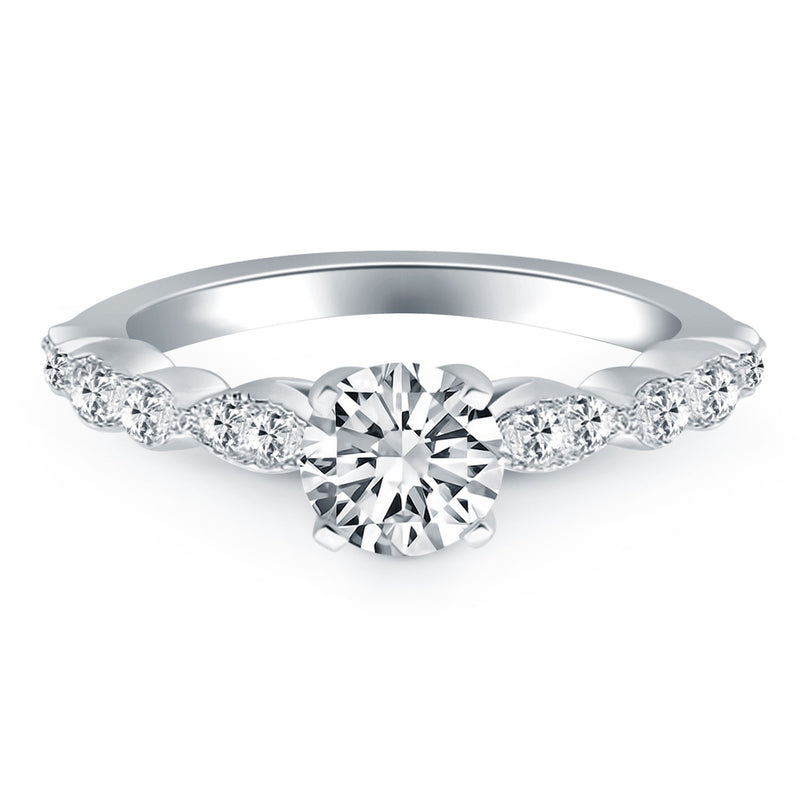 14K White Gold Fancy Shaped Diamond Engagement Ring