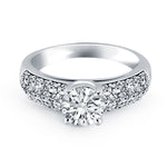 14K White Gold Tapered Pave Diamond Wide Band Engagement Ring