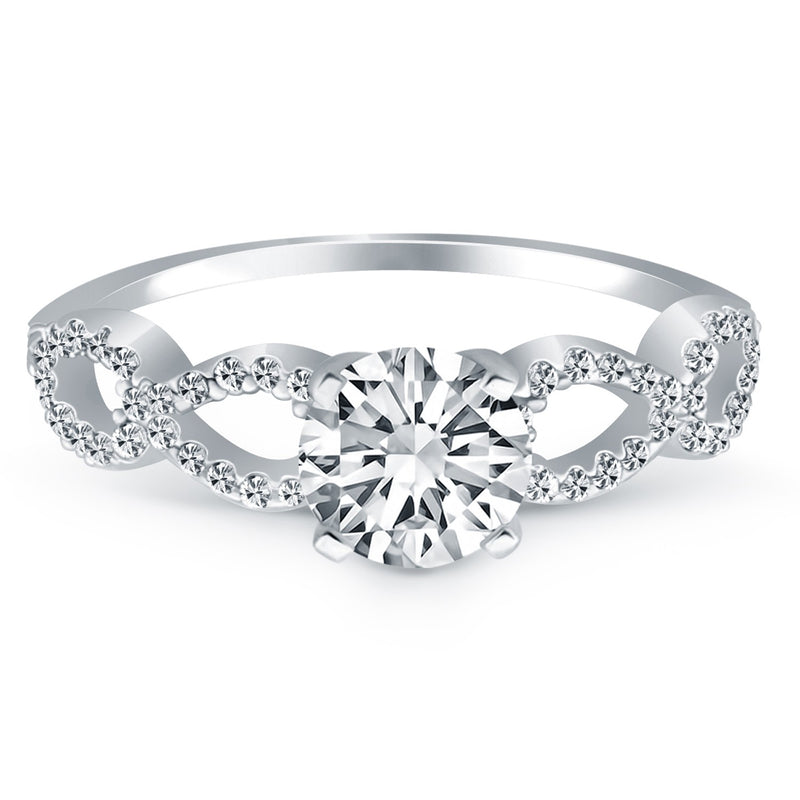 14K White Gold Double Infinity Diamond Engagement Ring