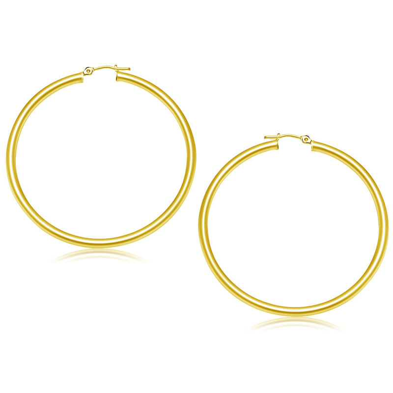 14K Yellow Gold Polished Hoop Earrings (50 mm)