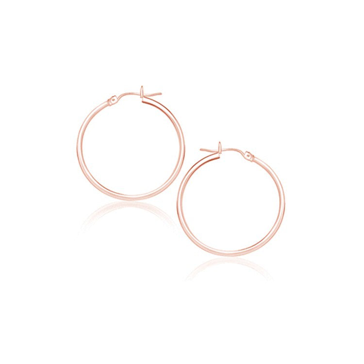 14K Rose Gold Polished Hoop Earrings (25 mm)