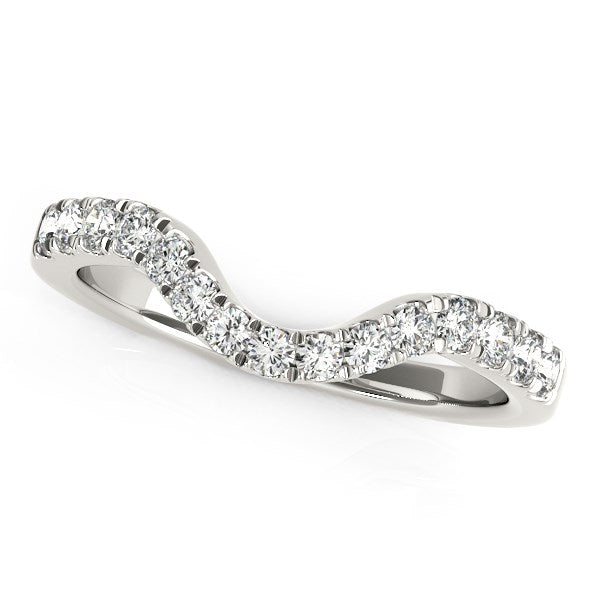 14K White Gold Curved Style Wedding Ring with Diamonds (1/3 ct. tw.)