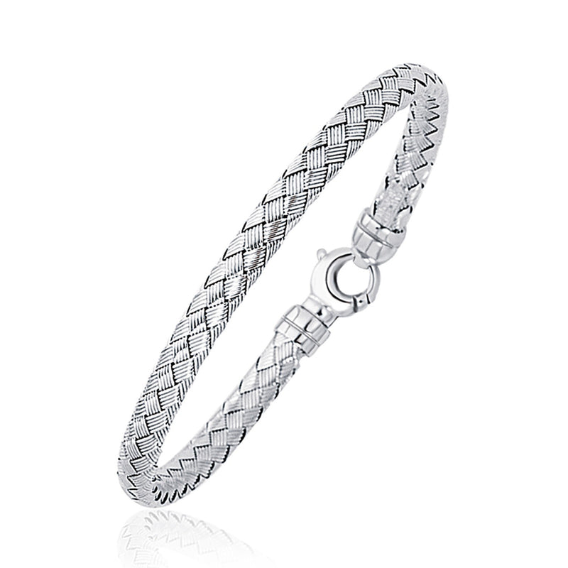 Fancy Weave Bangle in 14K White Gold (5.0mm)