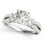 14K White Gold Split Shank 3 Stone Round Diamond Engagement Ring (2 ct. tw.)