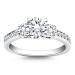 14K White Gold Three Stone Engagement Ring with Diamond Band