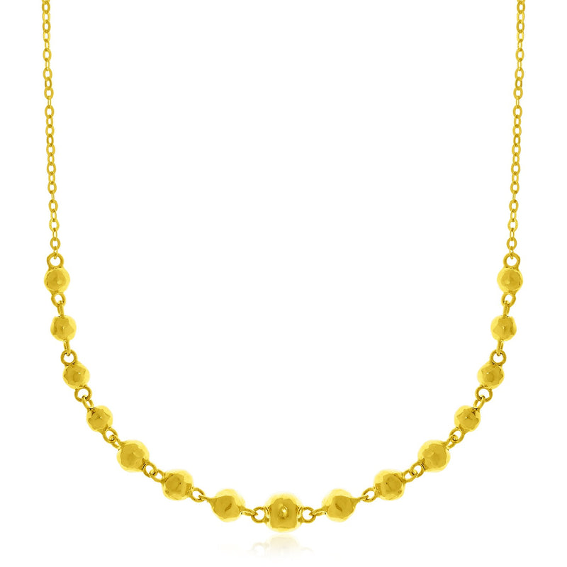 14K Yellow Gold Chain Necklace with Faceted Beads