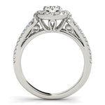 14K White Gold Round Diamond Engagement Ring with Teardrop Split Shank (7/8 ct. tw.)