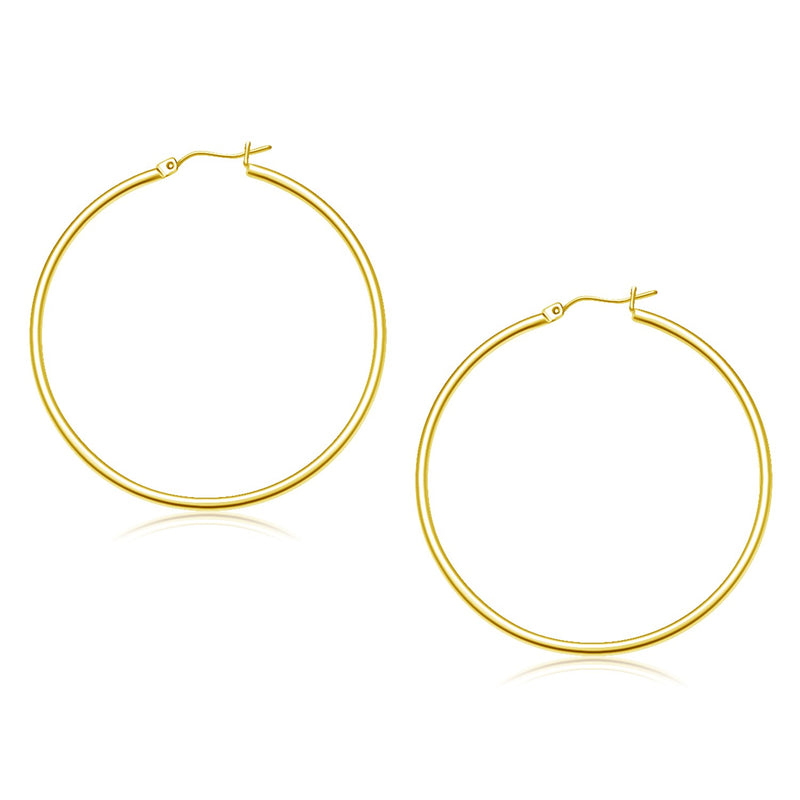 14K Yellow Gold Polished Hoop Earrings (45 mm)