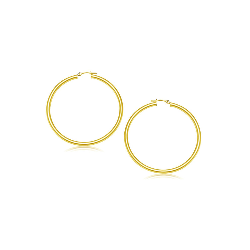 14K Yellow Gold Polished Hoop Earrings (2- mm)