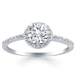 14K White Gold Diamond Halo Collar Engagement Ring