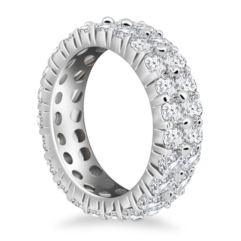 14K White Gold Double Band Round Diamond Eternity Ring