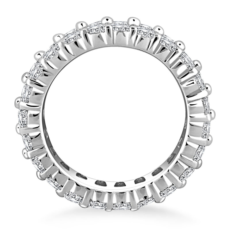 14K White Gold Double Band Round Diamond Eternity Ring