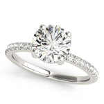 14K White Gold Round Diamond Engagement Ring with Scalloped Single Row Band (2 1/4 ct. tw.)