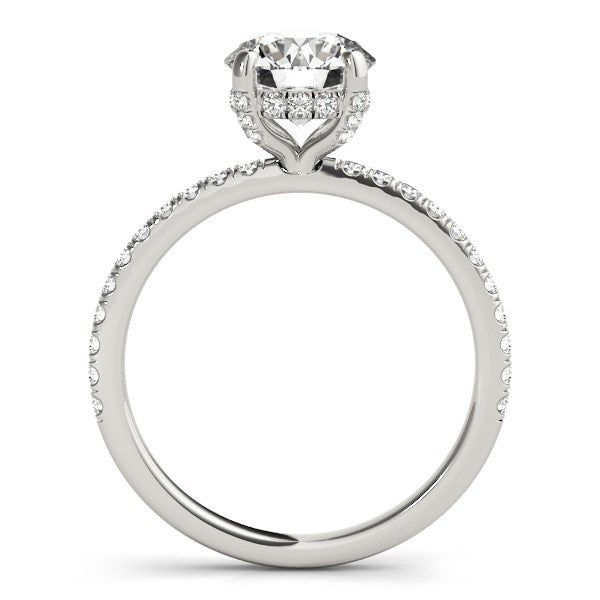 14K White Gold Round Diamond Engagement Ring with Scalloped Single Row Band (2 1/4 ct. tw.)