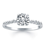 14K White Gold Diamond Engagement Ring with Shared Prong Diamond Accents