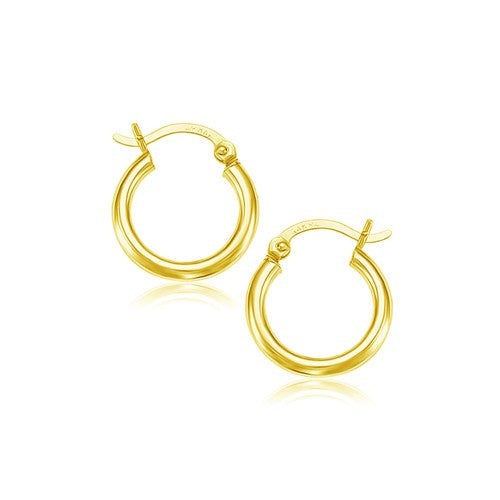 14K Yellow Gold Polished Hoop Earrings (15 mm)