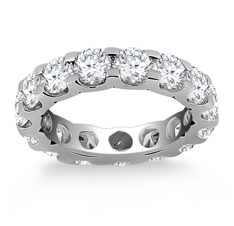 14K White Gold Round Diamond Studded Eternity Ring