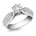 14K White Gold Cathedral Double Row Pave Diamond Engagement Ring