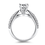 14K White Gold Cathedral Double Row Pave Diamond Engagement Ring