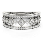 Diamond Studded Square Motif Ring in 14K White Gold (1/2 ct. tw.)