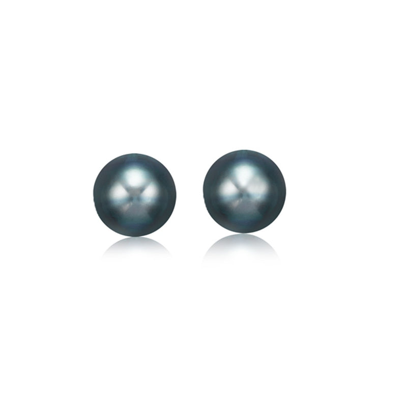 14K Yellow Gold Cultured Black Pearl Stud Earrings (6.0 mm)