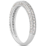 14K White Gold Fancy Pave Diamond Milgrain Textured Wedding Ring Band