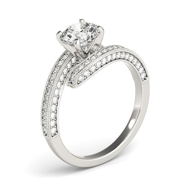 14K White Gold Round Diamond Bypass Style Engagement Ring (1 1/2 ct. tw.)