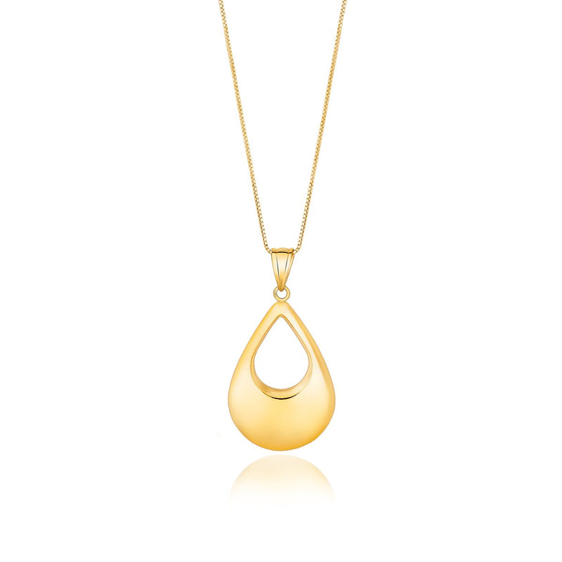 14K Yellow Gold Teardrop Drop Pendant