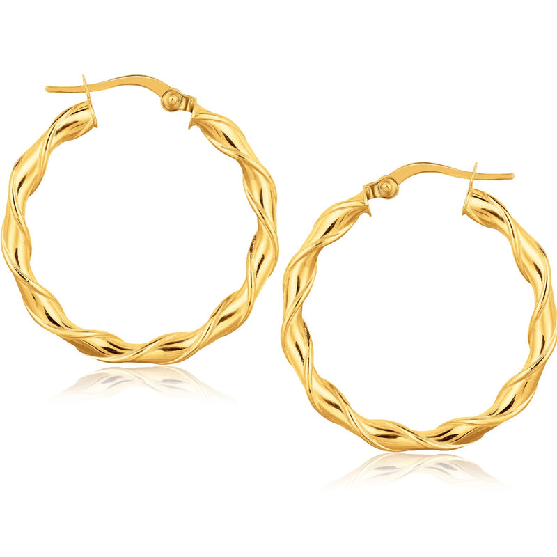 14K Yellow Gold Hoop Earrings (1 1/8 inch)