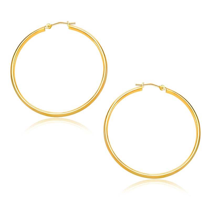 14K Yellow Gold Polished Hoop Earrings (30mm)