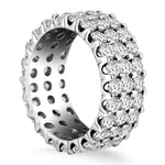 14K White Gold Triple Band Round Diamond Eternity Ring