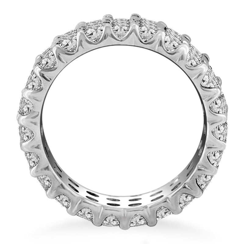 14K White Gold Triple Band Round Diamond Eternity Ring