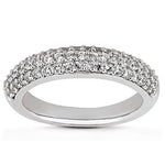 14K White Gold Triple Multi-Row Micro- Pave Diamond Wedding Ring Band