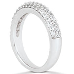 14K White Gold Triple Multi-Row Micro- Pave Diamond Wedding Ring Band