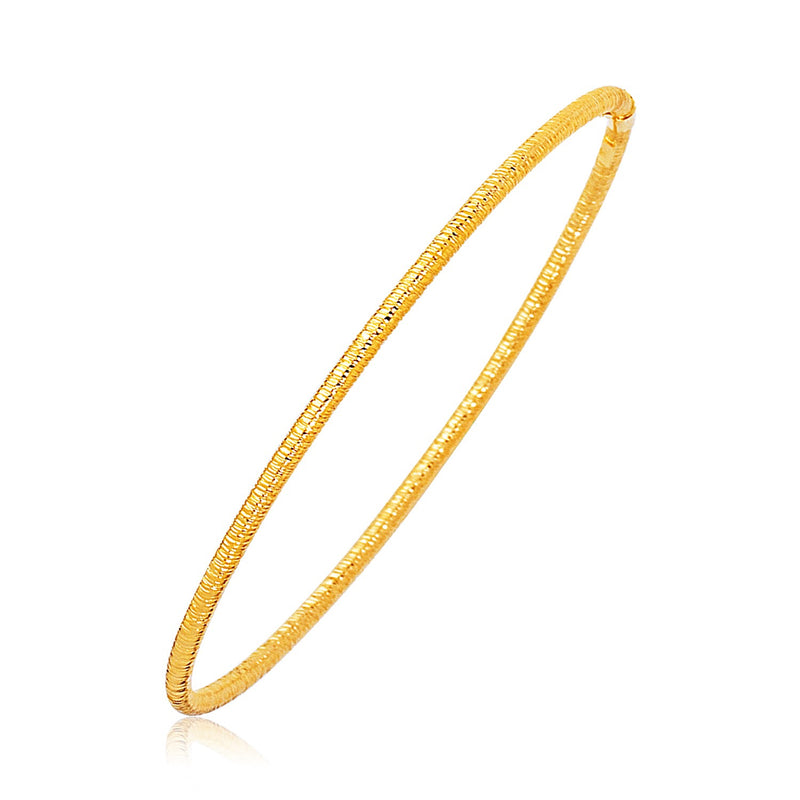 14K Yellow Gold Thin Textured Stackable Bangle