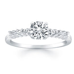 14K White Gold Shared Prong Accent Diamond Engagement Ring