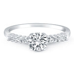 14K White Gold Shared Prong Accent Diamond Engagement Ring