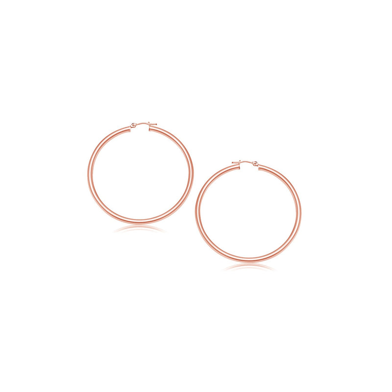 14K Rose Gold Polished Hoop Earrings (15 mm)