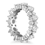 14K White Gold Ornamental Round Diamond Eternity Ring