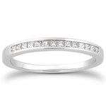 14K White Gold Channel Set Princess Diamond Wedding Ring Band