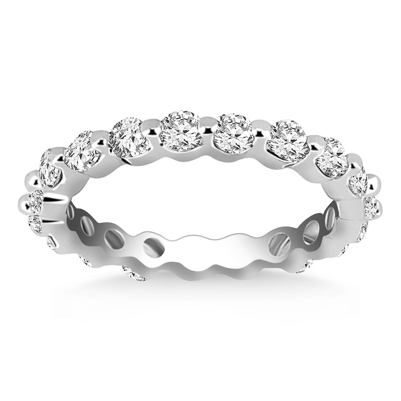 14K White Gold Common Prong Round Cut Diamond Eternity Ring