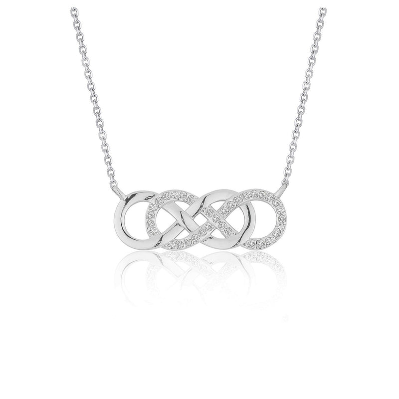 Double Infinity Diamond Pendant in 14K White Gold