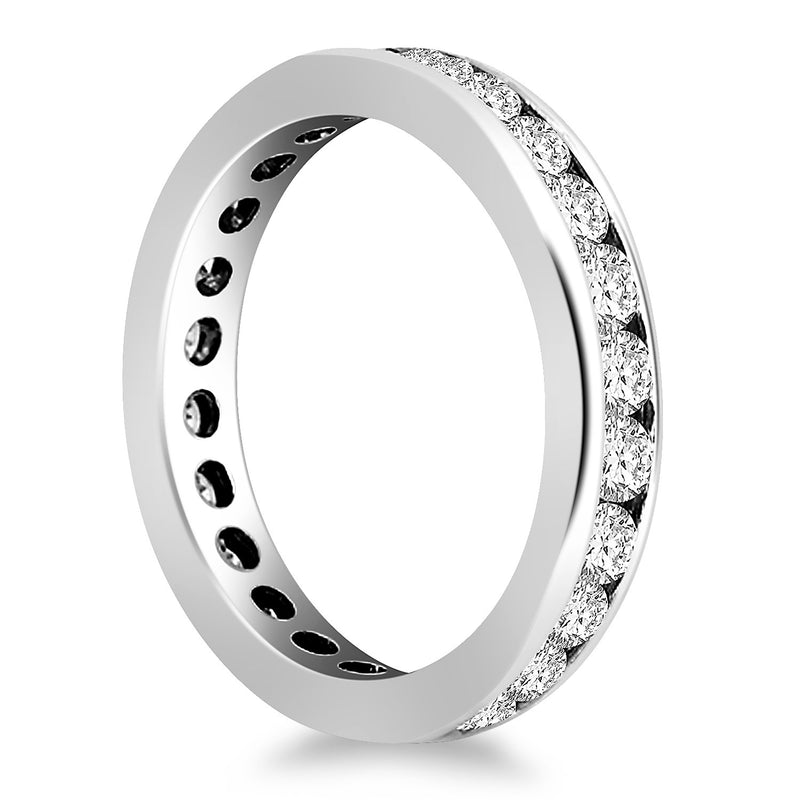 14K White Gold Eternity Ring with Channel Set Round Diamonds