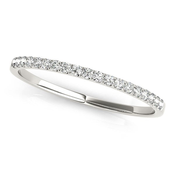 14K White Gold Slim Pave Set Diamond Wedding Band (1/8 ct. tw.)