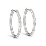 14K White Gold Diamond Hoop Double Sided Three Row Earrings (2 ct. tw.)